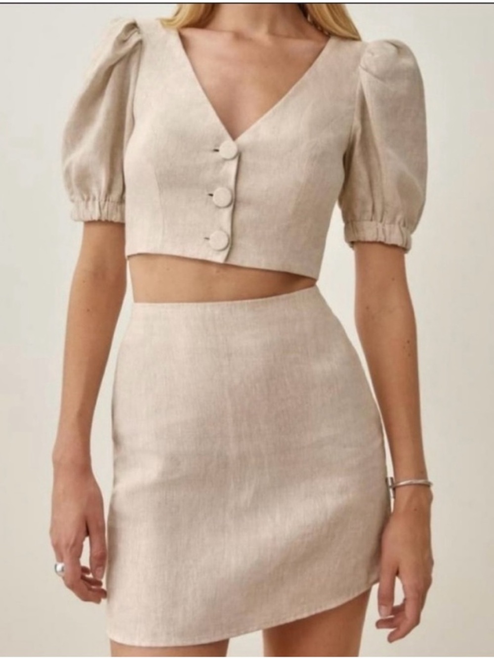 Reformation Ethel linen two piece Skirt Top Set